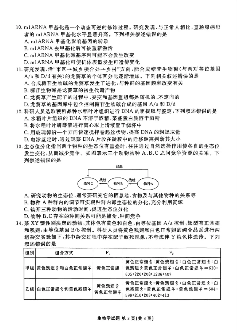 衡水金卷2025届高三1月期末联考生物+答案_2025年2月_250201衡水金卷2025届高三1月期末联考