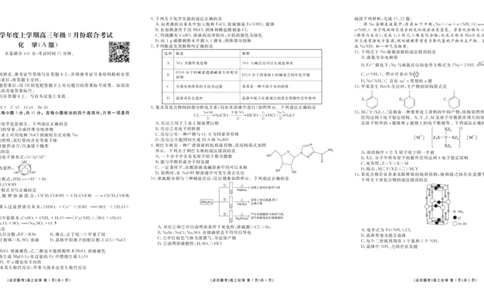 点石联考2025-2026学年度上学期高三年级9月份联合考试化学（A版）_2025年9月_250907点石联考2025-2026学年度上学期高三年级9月份联合考试（全科）