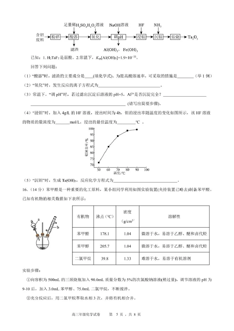 安徽省合肥市普通高中六校联盟2024-2025学年高三下学期阶段性检测化学试题_2025年2月_250225安徽省合肥市普通高中六校联盟2024-2025学年高三下学期阶段性检测