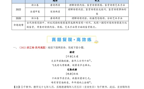 专题09古代诗歌阅读（对比阅读）（学生卷）_近10年高考真题汇编（必刷）_十年（2014-2024）高考语文真题分项汇编（全国通用）