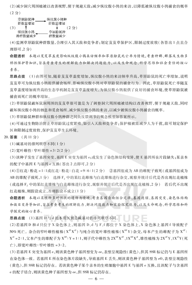 生物答案天一大联考&middot;2024-2025学年（下）高三第二次四省联考（陕西、山西、青海、宁夏）_2025年5月_天一大联考2024-2025学年（下）高三第二次四省联考（陕西、山西、青海、宁夏）