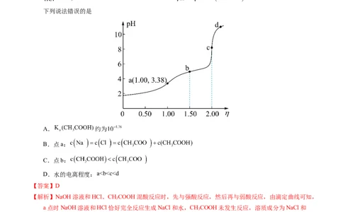 专题60酸碱中和滴定及曲线（解析卷）_近10年高考真题汇编（必刷）_十年（2014-2024）高考化学真题分项汇编（全国通用）_十年（2014-2023）高考化学真题分项汇编（全国通用）