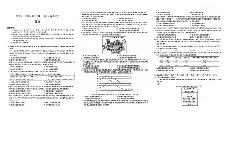 湖北省黄冈市2025届高三下学期核心预测卷历史_2025年2月_2502282025届高三下学期核心预测卷（全科）
