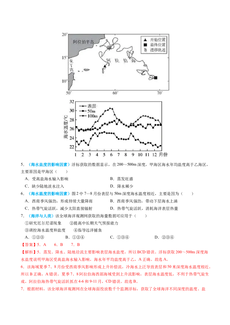 专题05地球上的水-2024年高考真题和模拟题地理分类汇编（教师卷）_近10年高考真题汇编（必刷）_十年（2014-2024）高考地理真题分项汇编（全国通用）