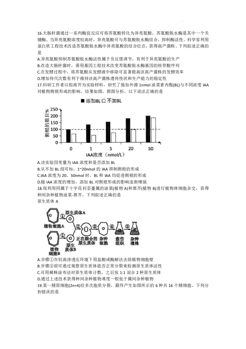 浙江省天域全国名校协作体2026届高三上学期10月联考生物试题（含答案）_2025年10月_251013浙江省天域全国名校协作体2026届高三上学期10月联考（全科）