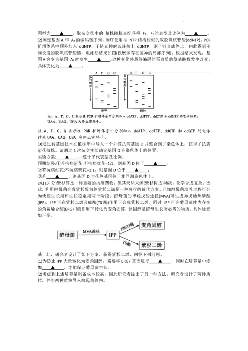 浙江省天域全国名校协作体2026届高三上学期10月联考生物试题（含答案）_2025年10月_251013浙江省天域全国名校协作体2026届高三上学期10月联考（全科）