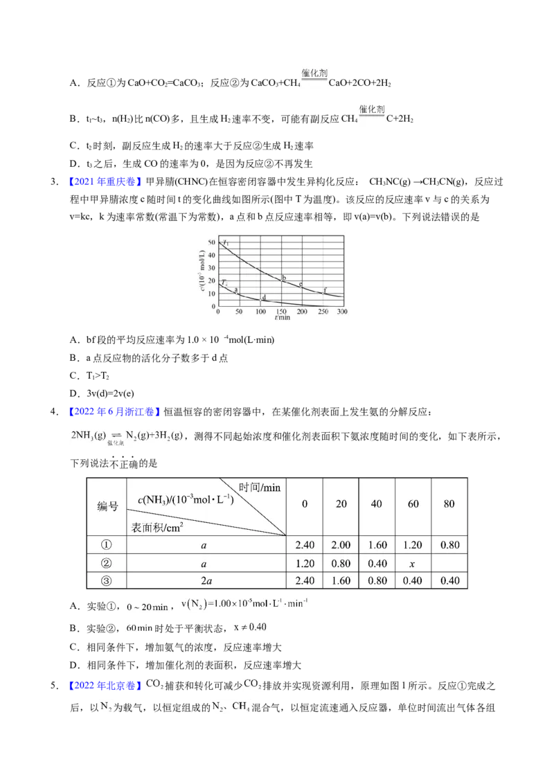 专题52化学反应速率（原卷卷）_近10年高考真题汇编（必刷）_十年（2014-2024）高考化学真题分项汇编（全国通用）_十年（2014-2023）高考化学真题分项汇编（全国通用）