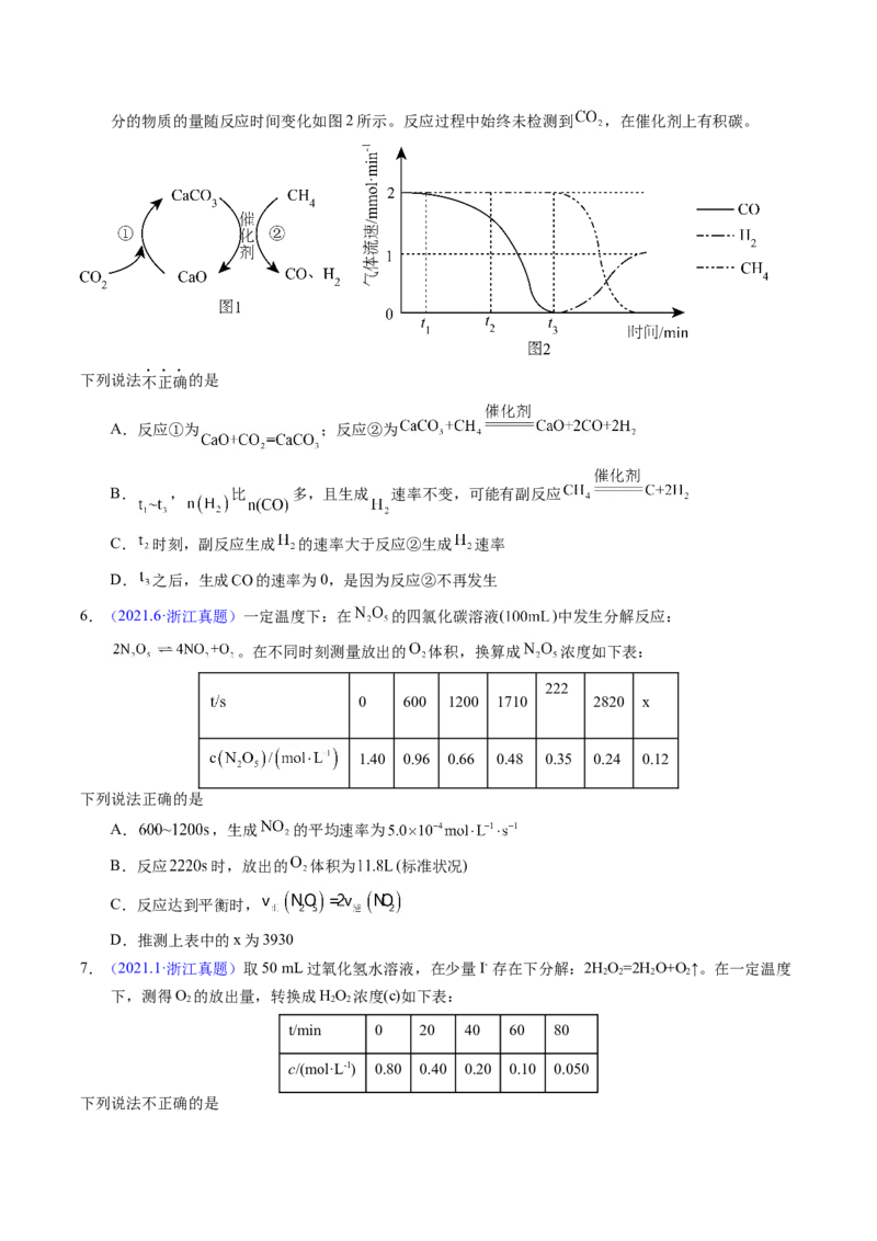 专题52化学反应速率（原卷卷）_近10年高考真题汇编（必刷）_十年（2014-2024）高考化学真题分项汇编（全国通用）_十年（2014-2023）高考化学真题分项汇编（全国通用）
