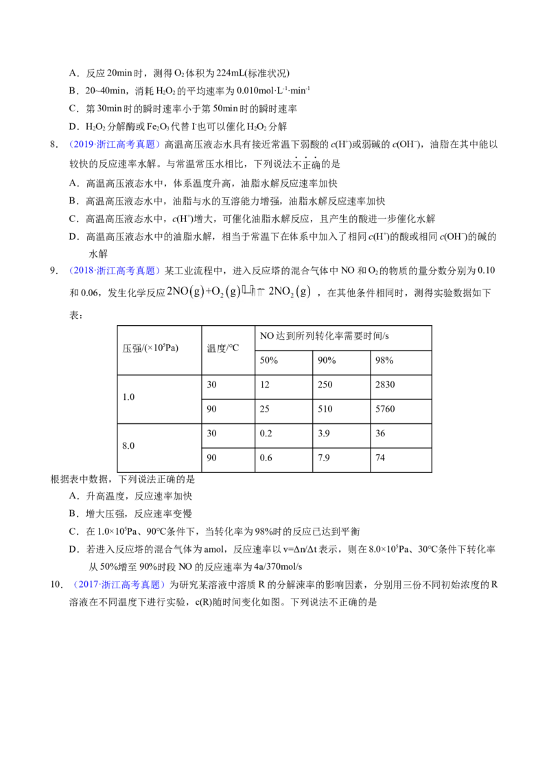 专题52化学反应速率（原卷卷）_近10年高考真题汇编（必刷）_十年（2014-2024）高考化学真题分项汇编（全国通用）_十年（2014-2023）高考化学真题分项汇编（全国通用）