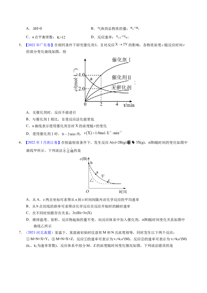 专题56化学反应速率与平衡图像问题（原卷卷）_近10年高考真题汇编（必刷）_十年（2014-2024）高考化学真题分项汇编（全国通用）_十年（2014-2023）高考化学真题分项汇编（全国通用）