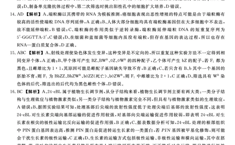 答案_2025年5月_0521河北省金科大联考2025届高三下学期5月份质量检测_2025届河北省高三下学期金科大联考5月份质量检测生物试卷