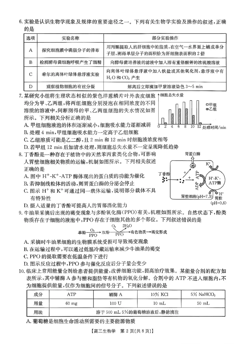 生物试题及参考答案_2025年10月_251013山东省金太阳百校大联考2025-2026学年高三上学期10月联考（全科）