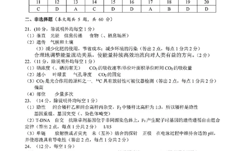 生物答案｜26届名校协作体9月返校考（高三）_2025年9月_250902浙江名校协作体（G12）2025年9月2026届高三返校联考（全科）_2025年9月浙江省名校协作体高三九月返校联考生物试卷含答案