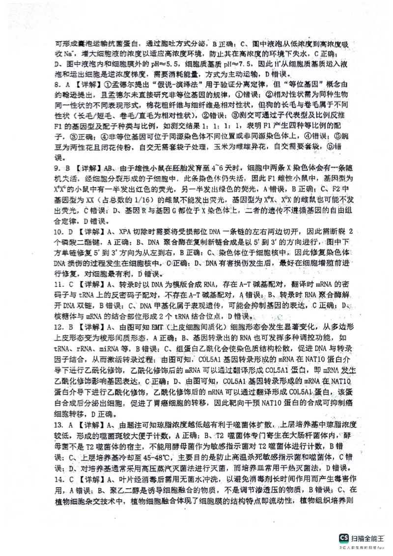 绵阳南山中学高2023级高三第二次教学质量检测+生物试题（含答案）_2025年10月_251001绵阳南山中学高2023级高三第二次教学质量检测（全科）