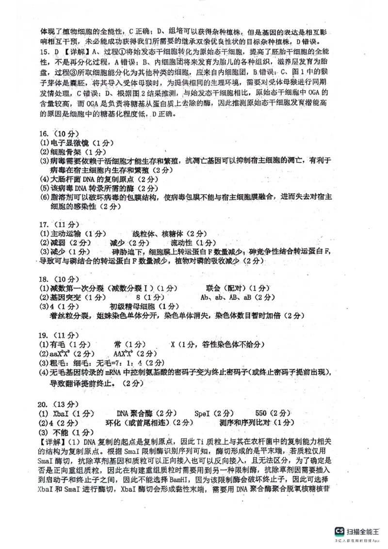 绵阳南山中学高2023级高三第二次教学质量检测+生物试题（含答案）_2025年10月_251001绵阳南山中学高2023级高三第二次教学质量检测（全科）