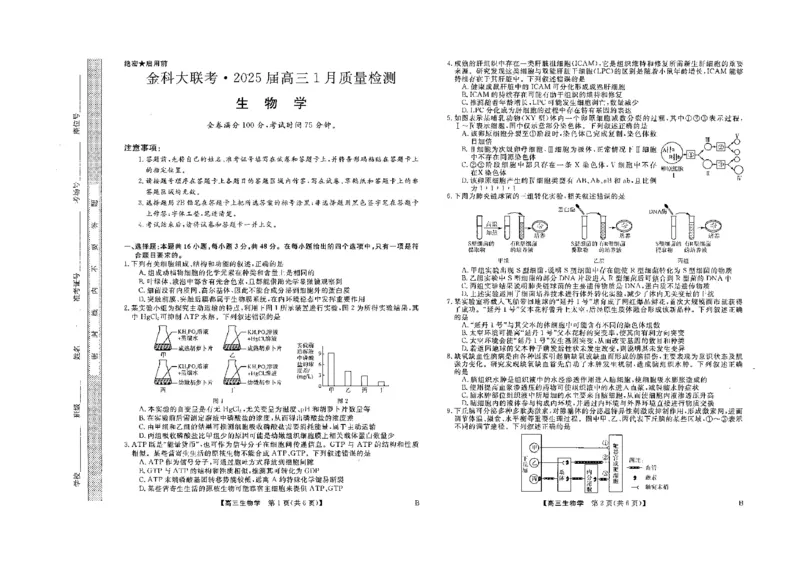 山西省金科大联考2025届高三1月质量检测（25272C）生物_2025年1月_250126山西省金科大联考2025届高三1月质量检测（25272C）（全科）