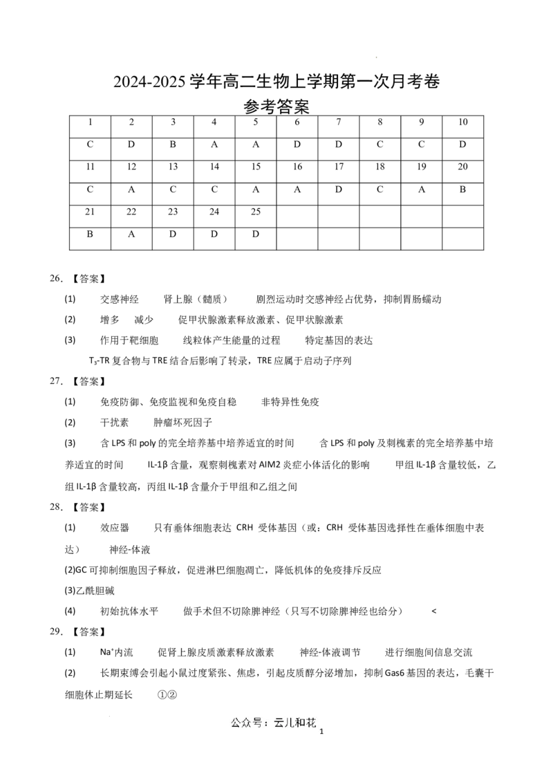 高二生物第一次月考卷（新八省通用）（参考答案）(1)_1多考区联考_0920（新八省专用）黄金卷：2024-2025学年高二上学期第一次月考（含答题卡word解析版）