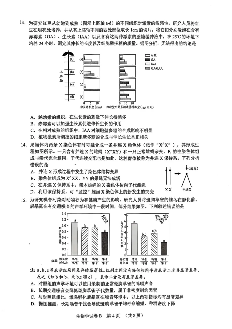 广东省广州市2025届普通高中毕业班综合测试（二）生物_2025年4月_250424广东省广州市普通高中毕业班2025年综合测试(二)（全科）