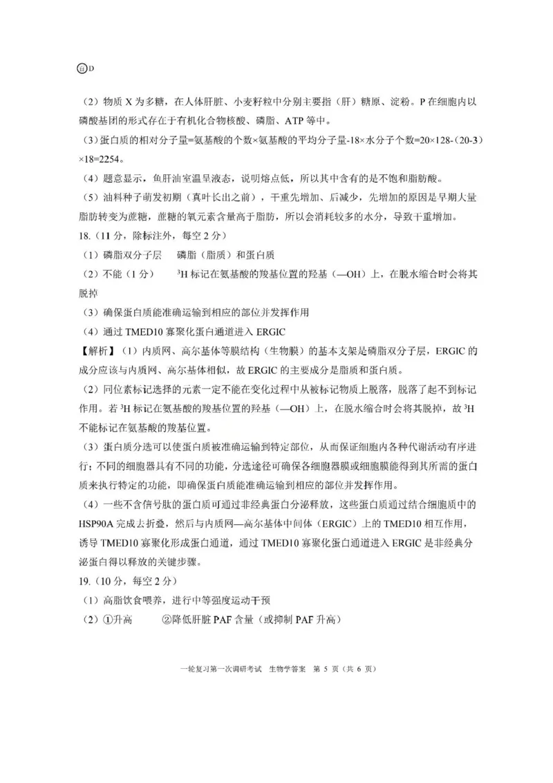 生物答案（D）_2025年10月_2510182026届百师联盟高三上学期第一次调研考试（10月）（全科）_2026届百师联盟高三上学期第一次调研考试生物试卷（含答案）