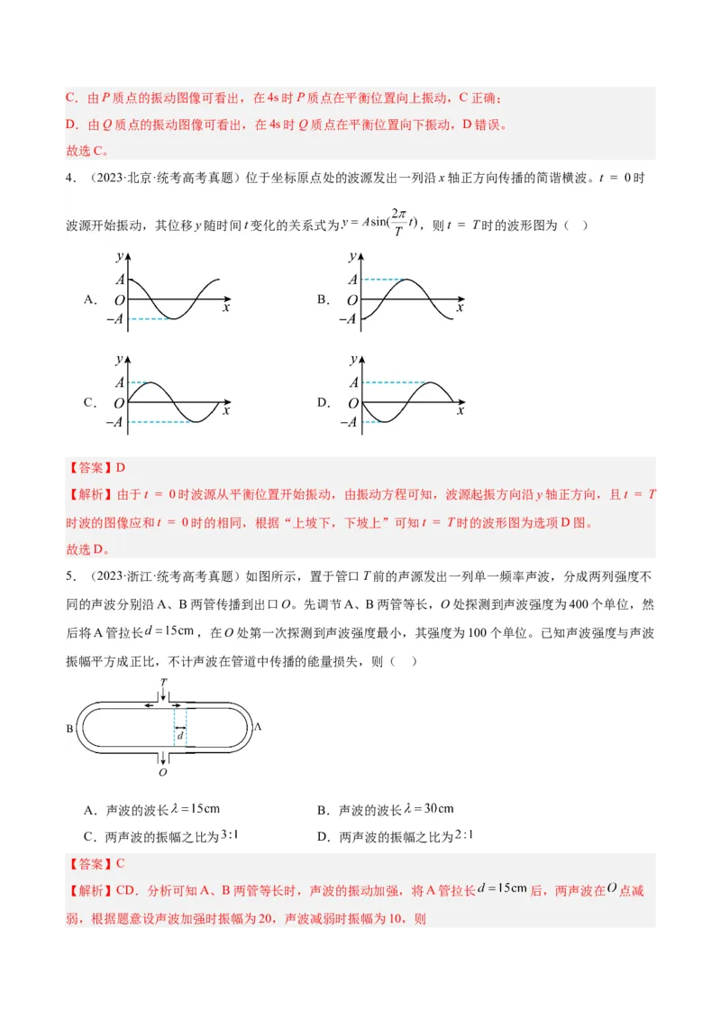 专题33机械波（一）（解析卷）-十年（2014-2023）高考物理真题分项汇编（全国通用）_近10年高考真题汇编（必刷）_十年（2014-2024）高考物理真题分项汇编（全国通用）