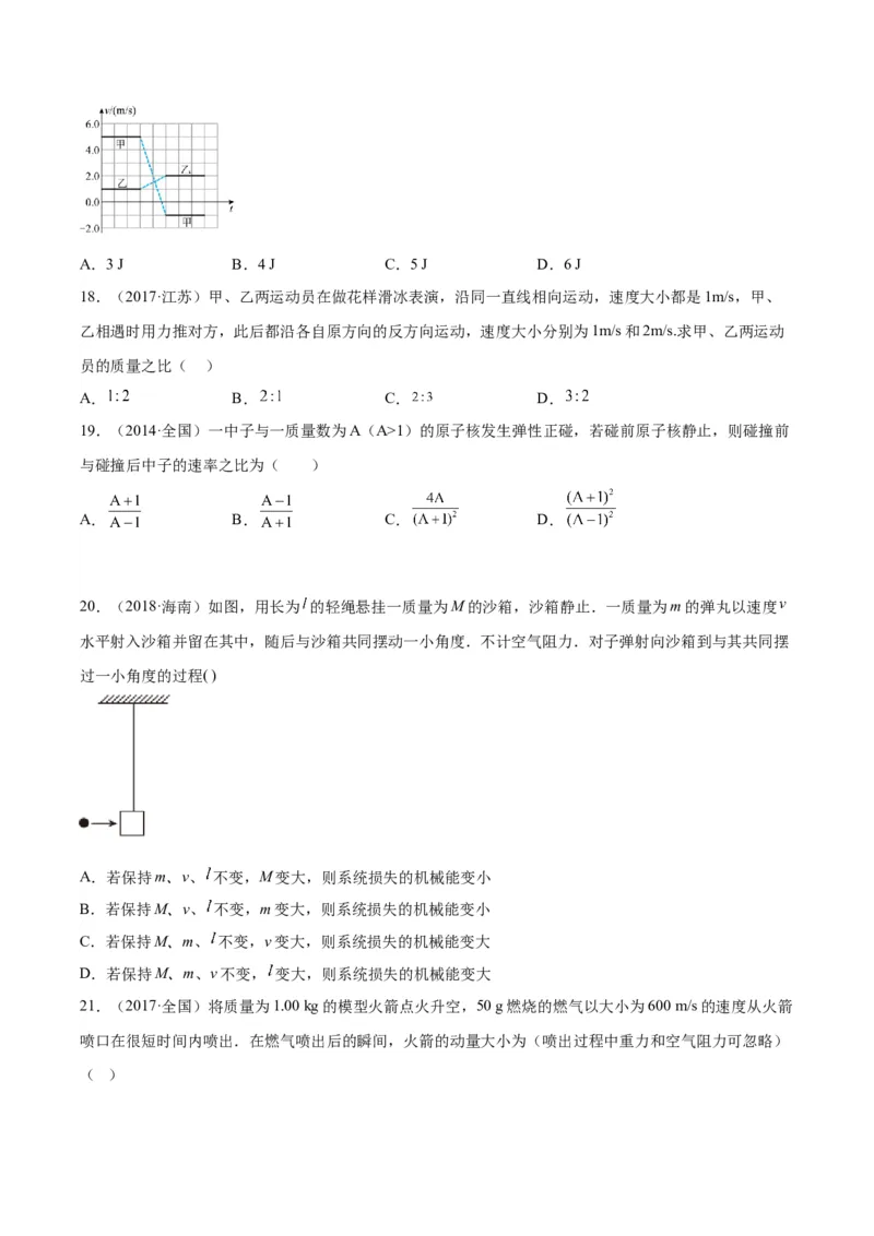 专题28动量守恒定律及其应用（一）（学生卷）-十年（2014-2023）高考物理真题分项汇编（全国通用）_近10年高考真题汇编（必刷）_十年（2014-2024）高考物理真题分项汇编（全国通用）