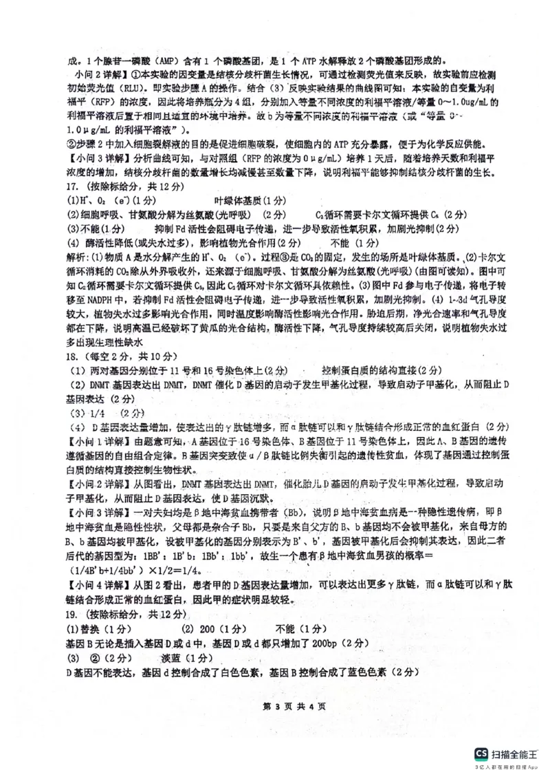 绵阳南山中学高2023级&ldquo;绵阳一诊&rdquo;热身考试生物答案_2025年10月_251028四川省绵阳南山中学高2023级&ldquo;绵阳一诊&rdquo;热身考试