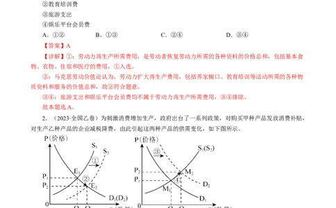 专题01生活与消费-学易金卷：十年（2014-2023）高考政治真题分项汇编（人教卷）（解析卷）_近10年高考真题汇编（必刷）_十年（2014-2024）高考政治真题分项汇编（全国通用）