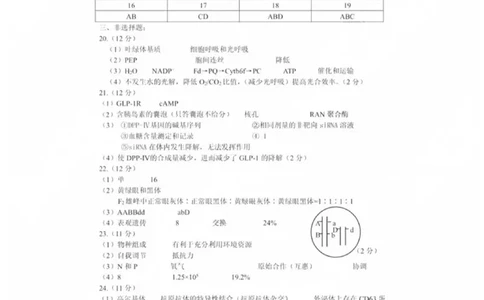 生物答案_2025年3月_2503202025届江苏省苏锡常镇四市高三下学期教学情况调（一）（一模）（全科）_2025届江苏省苏锡常镇四市高三下学期教学情况调（一）（一模）生物