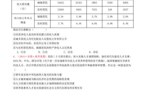 专题03经济发展与社会进步-2024年高考真题和模拟题政治分类汇编（学生卷）_近10年高考真题汇编（必刷）_十年（2014-2024）高考政治真题分项汇编（全国通用）