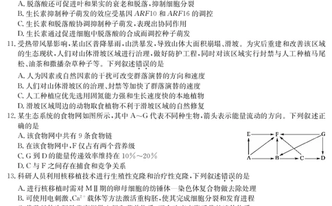 四川省九师联盟2025届高三仿真模拟卷生物(AG)_2025年5月_250511九师联盟2025届高三仿真模拟卷（G）（全科）