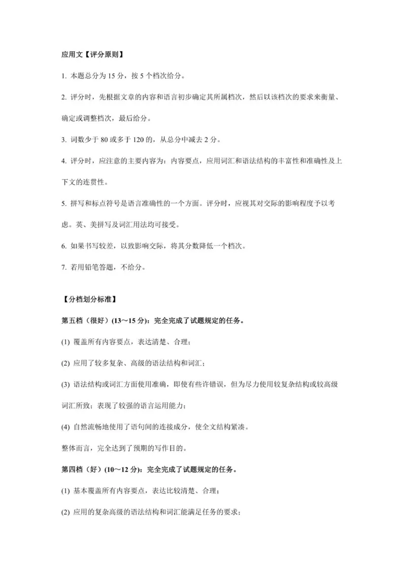 评分标准-应用文（英语）_2025年10月_251018河北省NT202025&mdash;2026学年高三上学期10月联考（全科）_河北省NT202025&mdash;2026学年高三上学期10月联考英语试题（含听力）