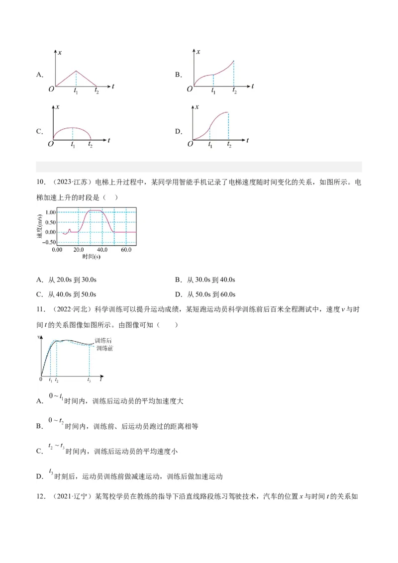 专题03匀变速直线运动的图像（学生卷）-十年（2014-2023）高考物理真题分项汇编（全国通用）_近10年高考真题汇编（必刷）_十年（2014-2024）高考物理真题分项汇编（全国通用）