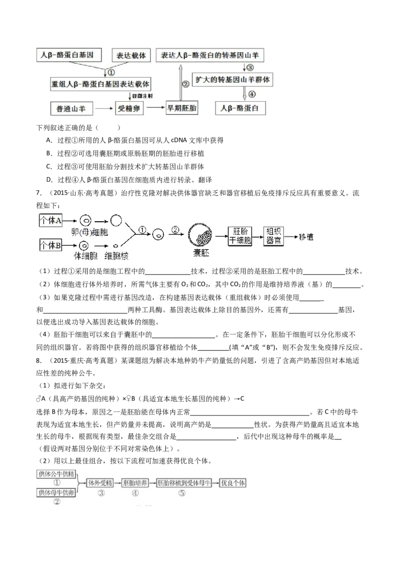 专题24细胞工程与胚胎工程（原卷卷）_近10年高考真题汇编（必刷）_十年（2014-2024）高考生物真题分项汇编（全国通用）_十年（2014-2023）高考生物真题分项汇编（全国通用）