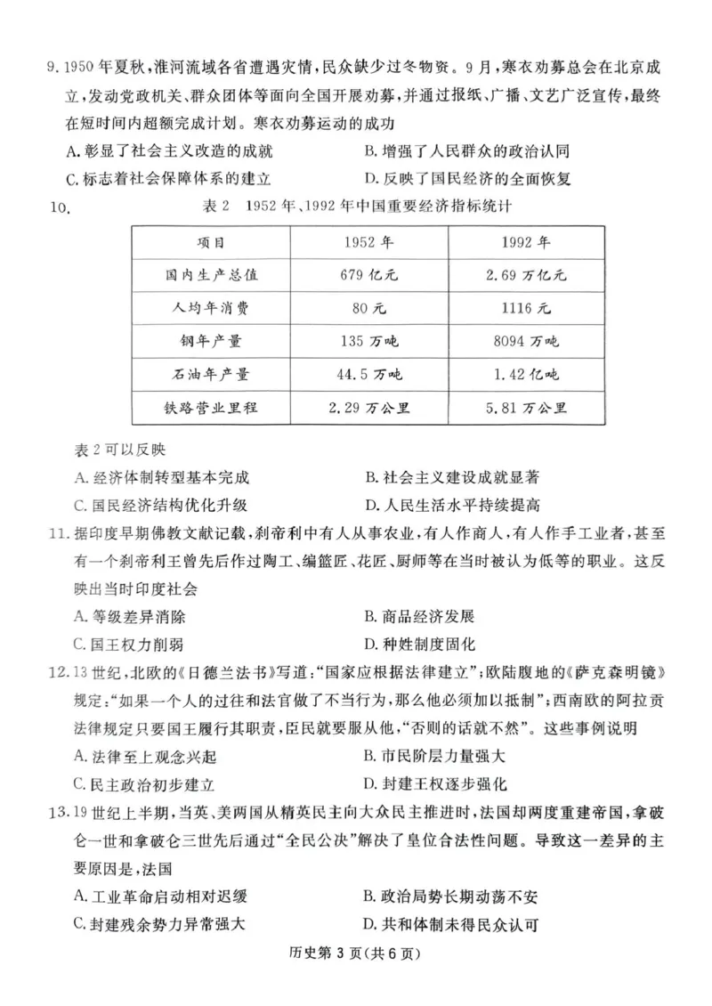 四川省2024-2025学年高三下学期第一次教学质量联合测评（2月联考）历史试题_2025年2月_2502182025届四川省高三下学期第一次教学质量联合测评
