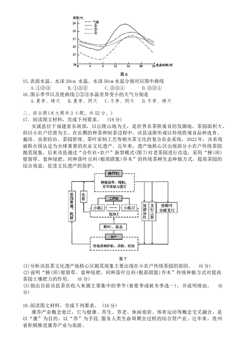 安徽省合肥市普通高中六校联盟2024-2025学年高三下学期阶段性检测地理（含答案）_2025年2月_250225安徽省合肥市普通高中六校联盟2024-2025学年高三下学期阶段性检测