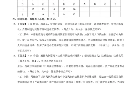 高二历史期中模拟卷02（参考答案）（新高考通用）(1)_1多考区联考_1014高二期中模拟卷（新高考通用）黄金卷：2024-2025学年高二上学期期中模拟考试