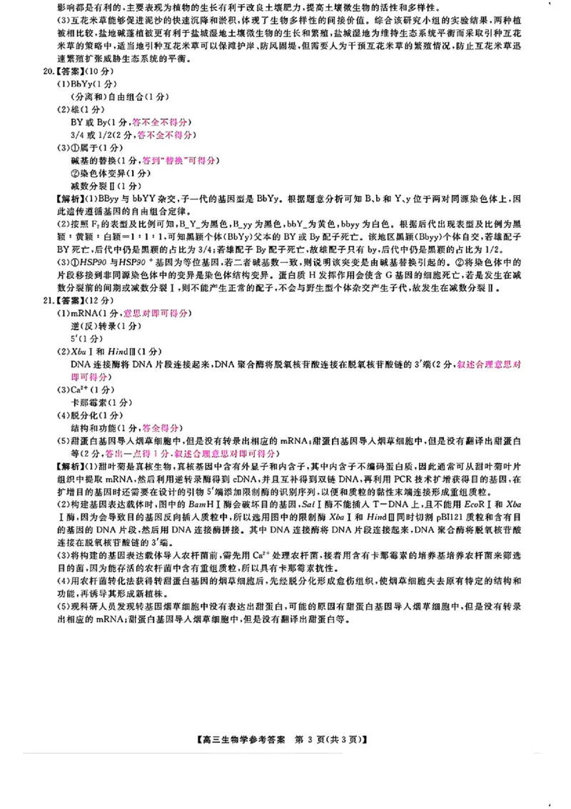 生物试卷答案_2025年4月_2504122025届河南省金科新未来联考高三下学期4月模拟预测（全科）_2025届河南省金科新未来联考高三下学期4月模拟预测生物