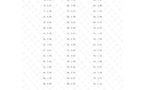 10.0~20.0&divide;1位整数第41~60篇答案_编码0121-6年级数学口算计算_口算题（适合5年级）_小数-除法（100篇）_（小数）10.0~20.0&divide;1位整数（100篇）