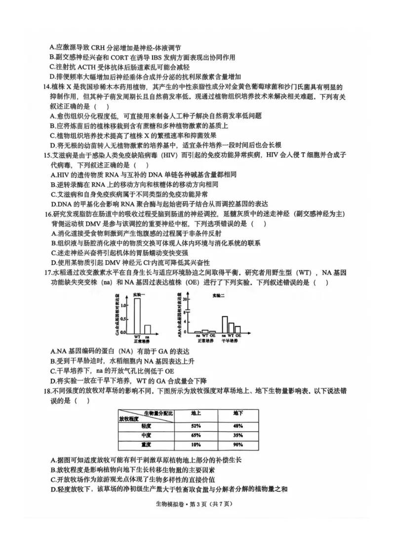 浙江省六校联盟2025届高三下学期5月模拟考试生物试卷（含答案）_2025年5月_250526浙江省六校（杭二温中金华一中绍兴一中舟山中学衢州二中）联盟2025届高三5月模拟预测卷（全科）