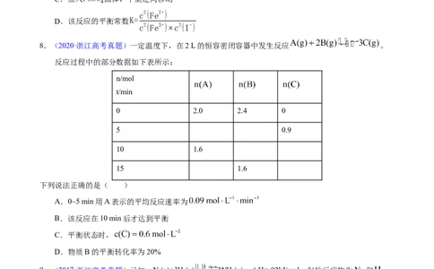专题55化学平衡常数及计算（原卷卷）_近10年高考真题汇编（必刷）_十年（2014-2024）高考化学真题分项汇编（全国通用）_十年（2014-2023）高考化学真题分项汇编（全国通用）
