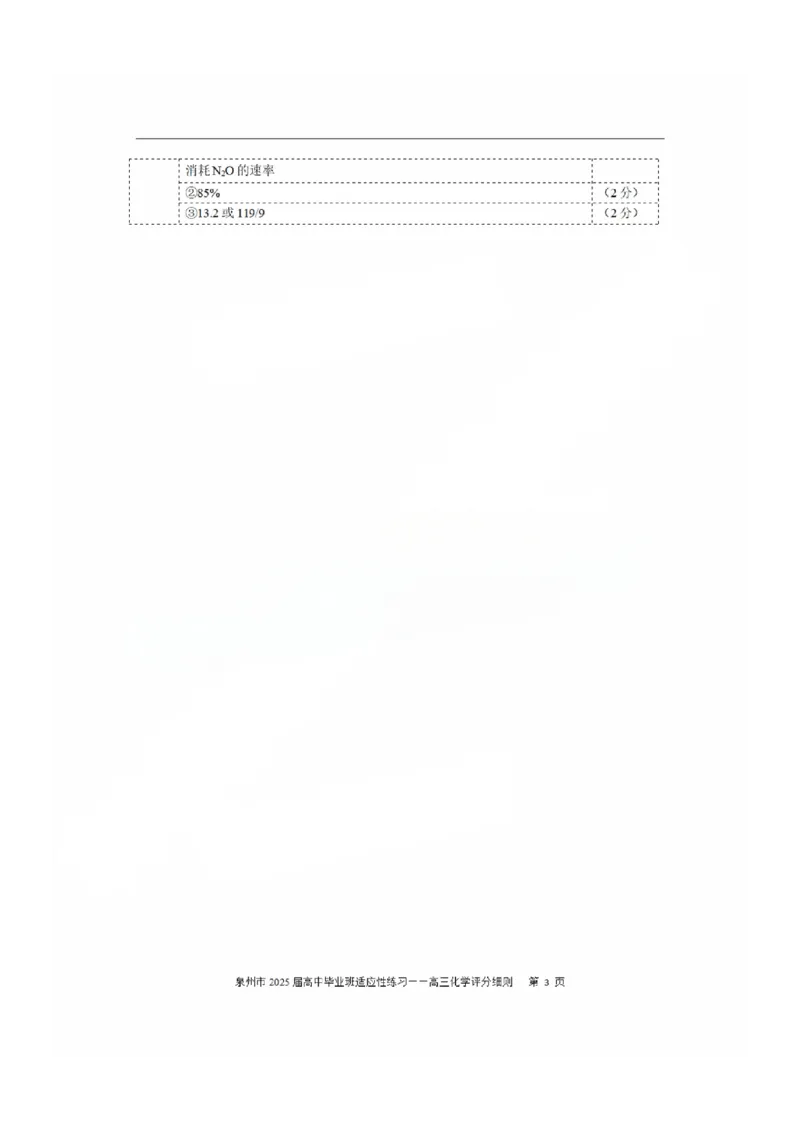 福建省泉州市2025届高中毕业班适应性练习卷化学答案_2025年4月_250427福建省泉州市2025届高中毕业班适应性练习卷（泉州四检）（全科）