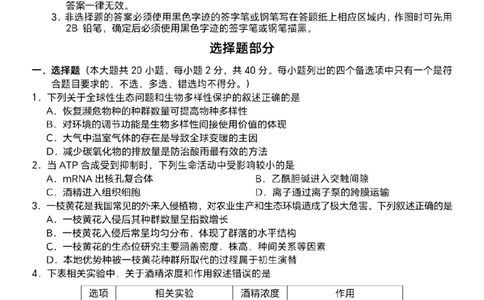 浙江Z20名校联盟2025届高三第三次联考-生物试卷_2025年5月_250517浙江省Z20联盟（浙江省名校新高考研究联盟）2025届高三第三次联考（全科）