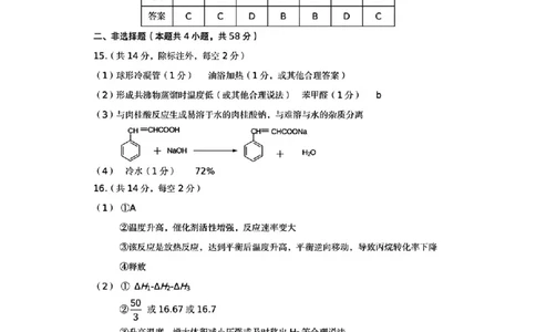 山西太原2024-2025学年高三期末学业诊断化学答案_2025年1月_250121山西太原2024-2025学年高三期末学业诊断（全科）