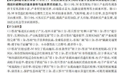 金太阳25-4001C云南省2025届高三下学期3月百万大联考地理答案_2025年3月_250327云南省金太阳2025届高三下学期3月百万大联考（25-4001C）（全科）