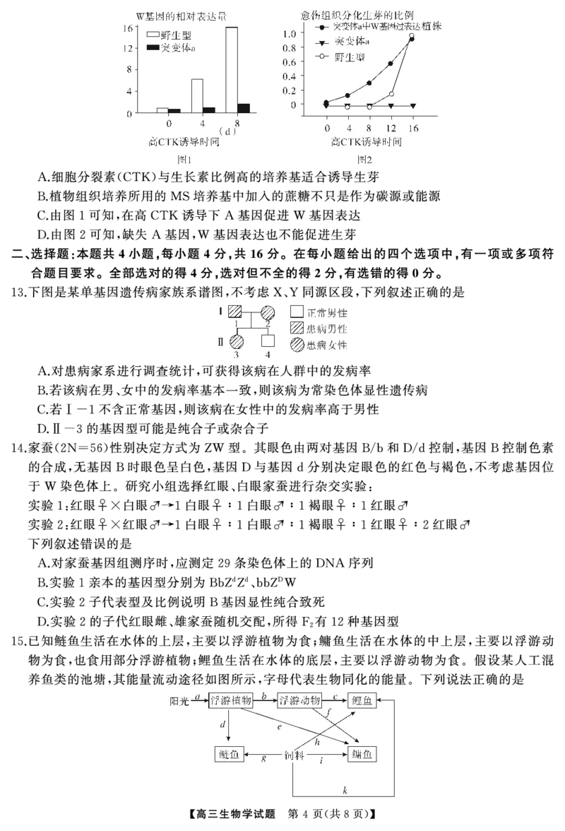 湖南省天壹名校联盟2025届高三5月适应性考试生物_2025年5月_250512湖南省天壹名校联盟2025届高三5月适应性考试（全科）