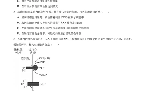 江苏省南通市海安市2026届高三上学期期初学业质量监测生物试卷（含答案）_2025年9月_250911江苏省南通市海安市2025-2026学年高三上学期开学（全科）