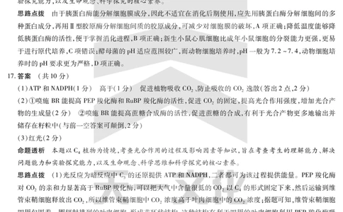 河南省天一小高考2024-2025学年（下）高三第三次考试生物答案_2025年4月_250410河南省天一小高考2024-2025学年（下）高三第三次考试（全科）