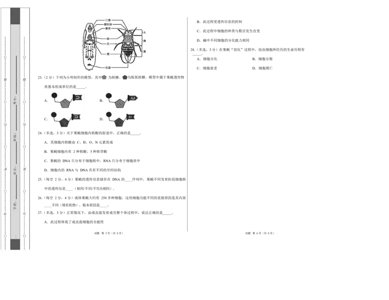 高二生物上学期第一次月考（上海专用）（考试版A3）_1多考区联考试卷_2510142025-2026学年高二生物上学期第一次月考试题