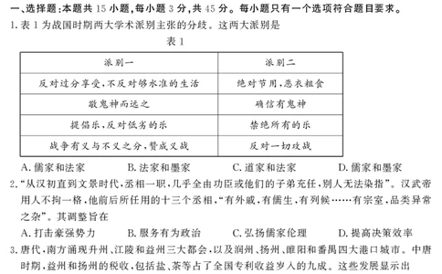 山东省（济宁市、枣庄市）高考模拟考试历史_2025年4月_250427山东省济宁市、枣庄市高考模拟考试（济宁二模、枣庄三调）（全科）_历史