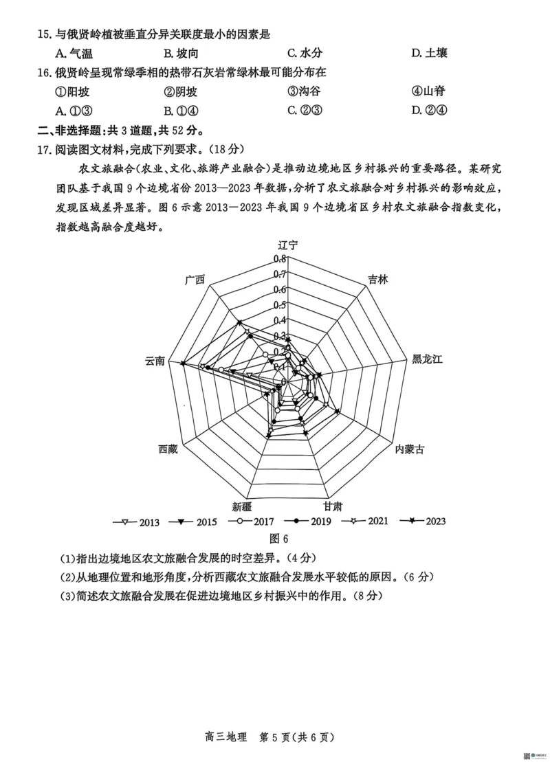 河北省沧州市普通高中2026届高三复习质量检测+地理_2025年10月_251020河北省沧州市普通高中2026届高三复习质量检测（全科）